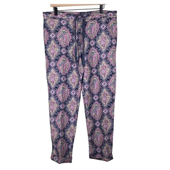Sundance Madora Printed Pull On Drawstring Pants Paisley Blue Pink Size Small - Picture 1 of 7